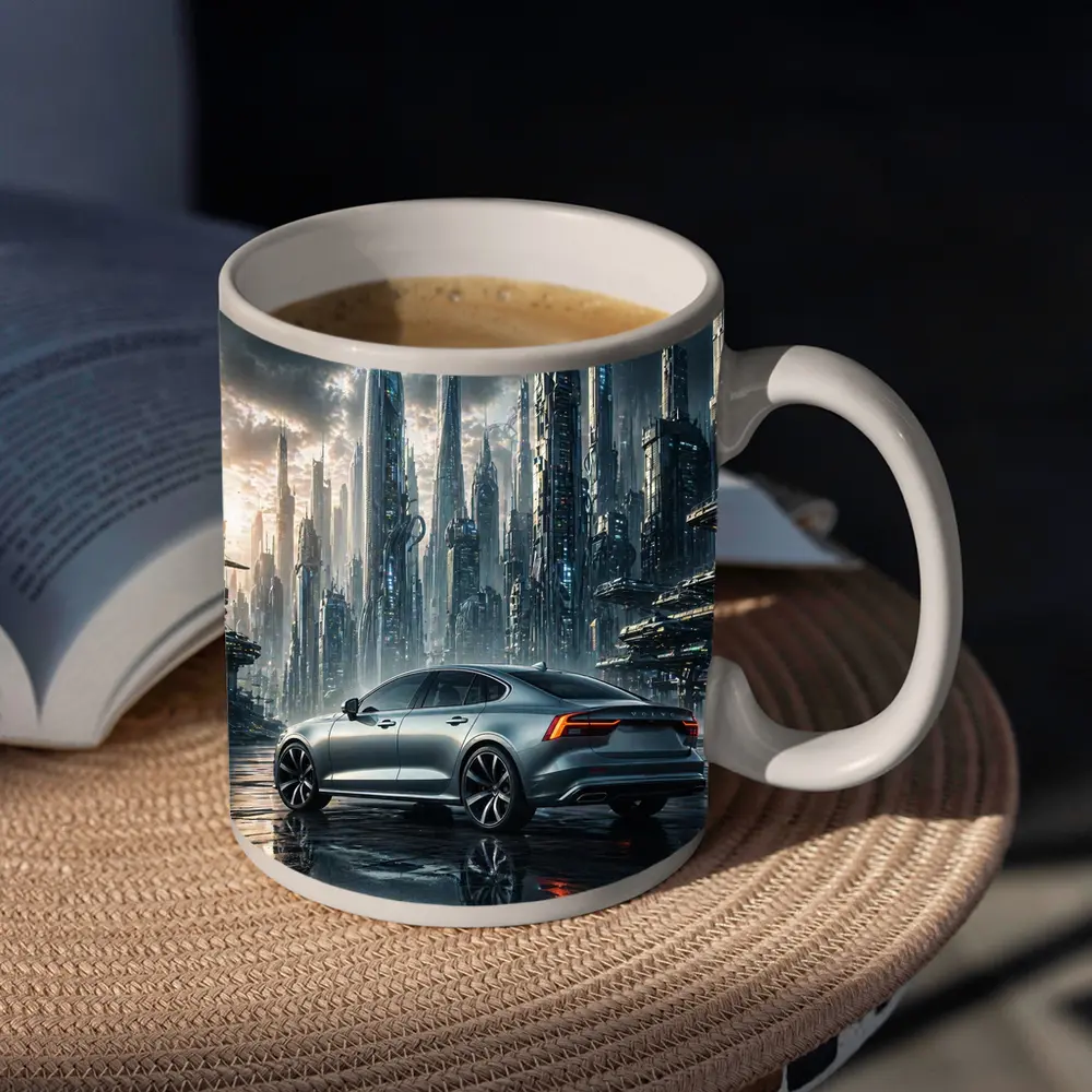 Volvo S60 Futuristic City Skyline Art – Mugs