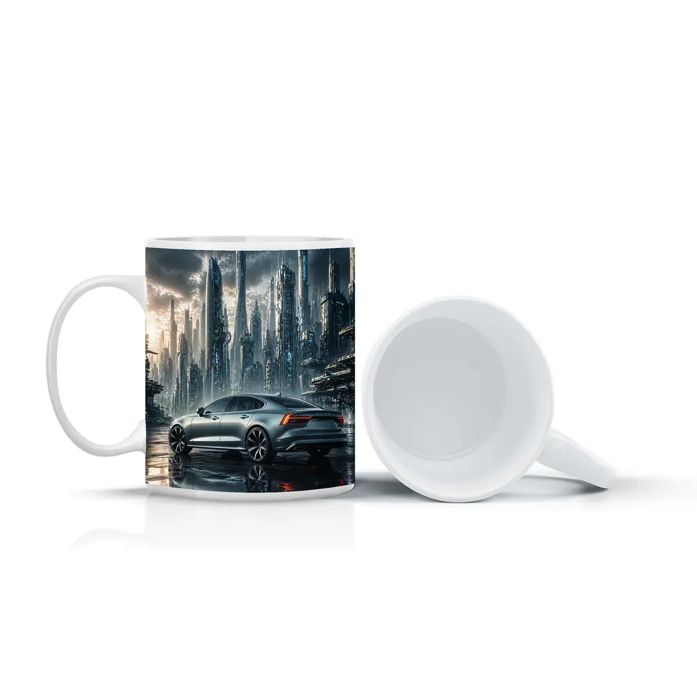 Volvo S60 Futuristic City Skyline Art – Mugs