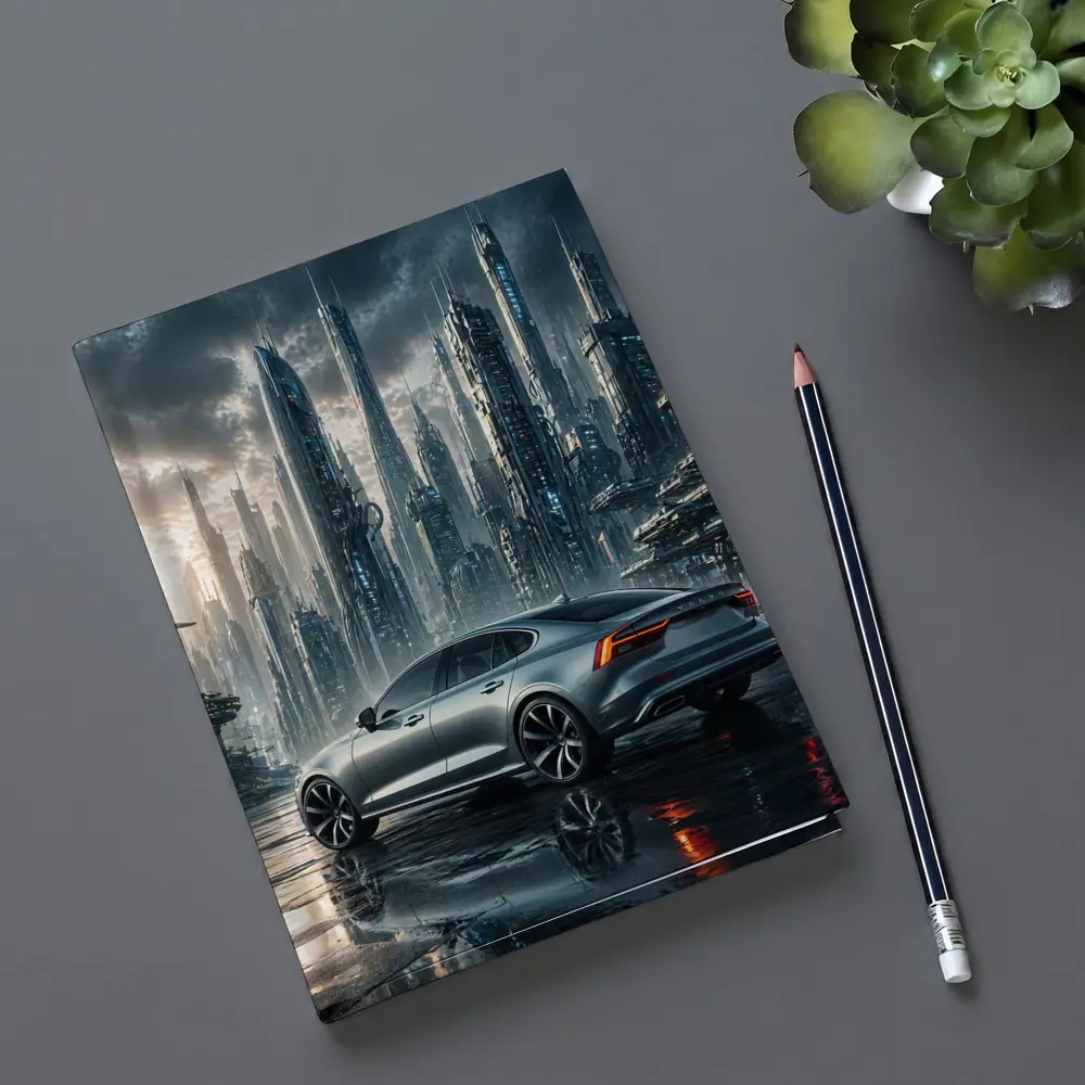 Volvo S60 Futuristic City Skyline Art – Notebooks