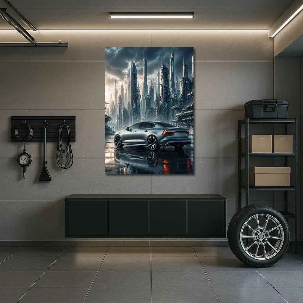 Volvo S60 Futuristic City Skyline Art – Wall Art