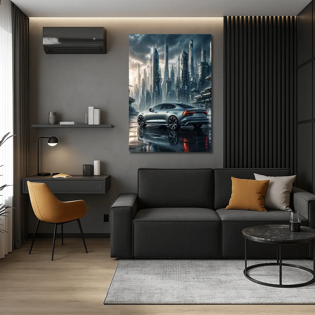 Volvo S60 Futuristic City Skyline Art – Wall Art