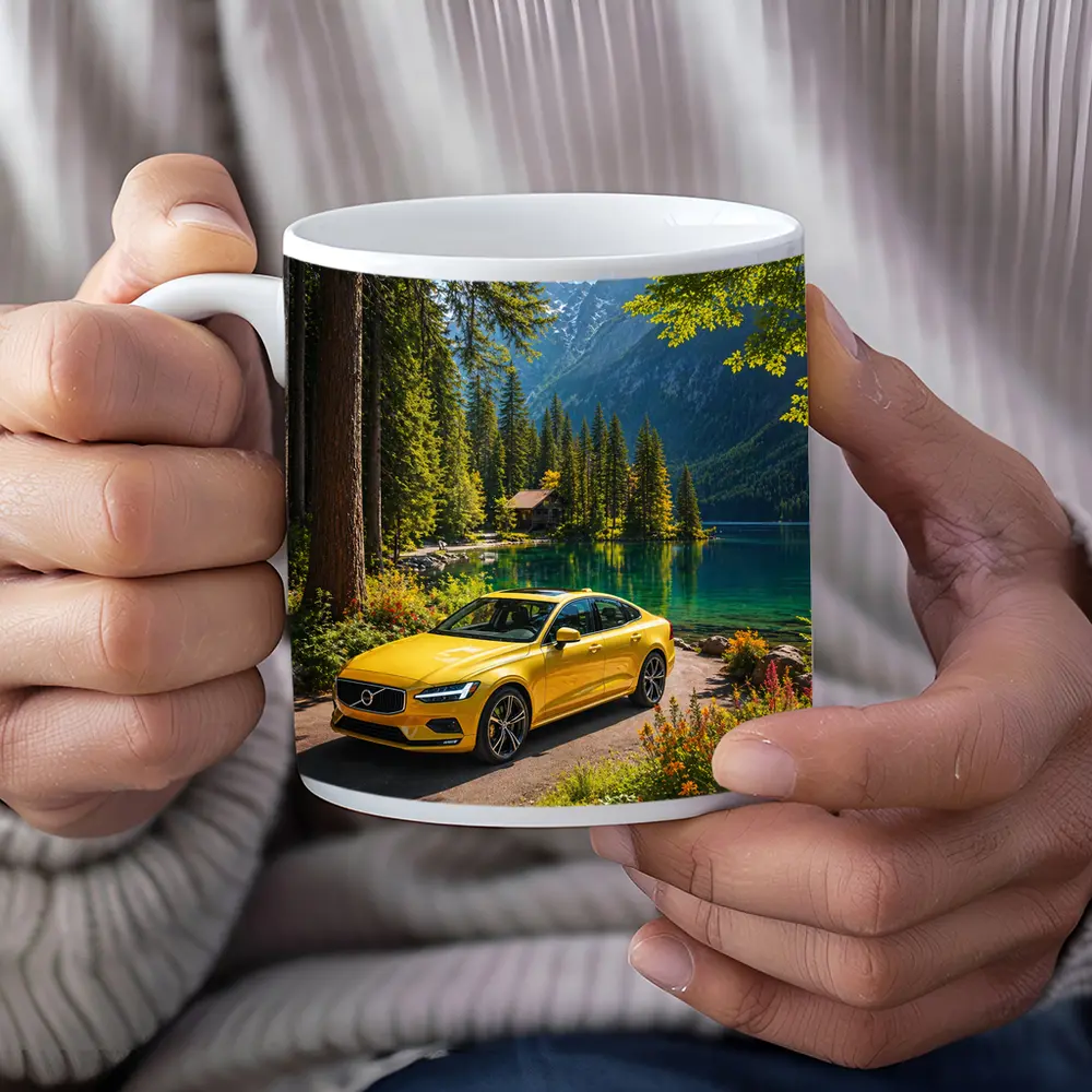 Volvo S60 Yellow Sedan Mountain Lake – Mugs