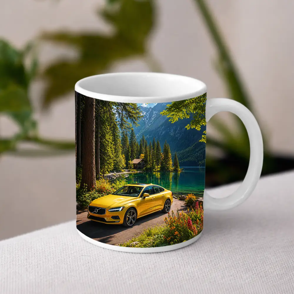 Volvo S60 Yellow Sedan Mountain Lake – Mugs