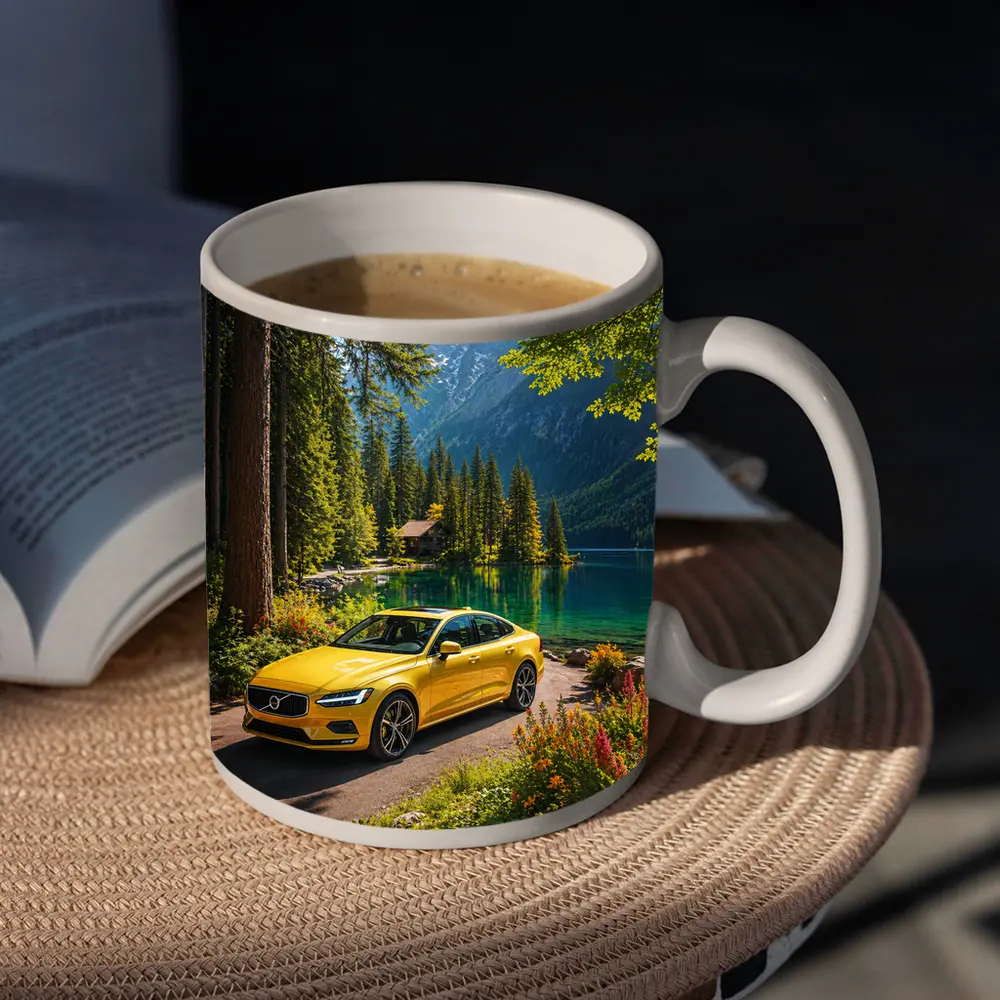 Volvo S60 Yellow Sedan Mountain Lake – Mugs