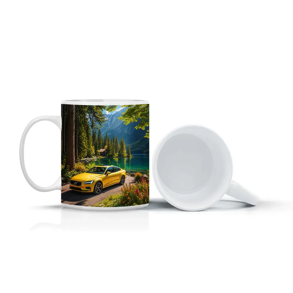Volvo S60 Yellow Sedan Mountain Lake – Mugs