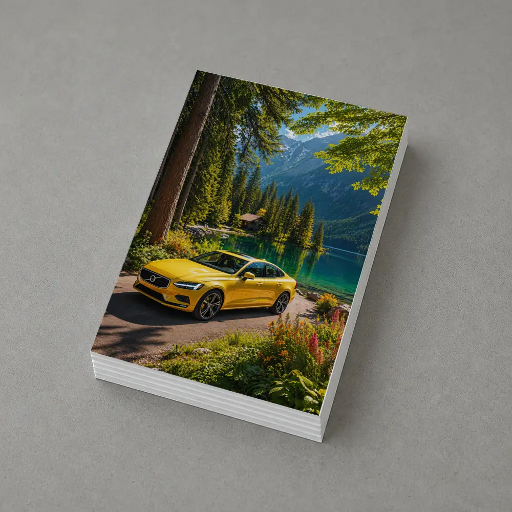 Volvo S60 Yellow Sedan Mountain Lake – Postcards