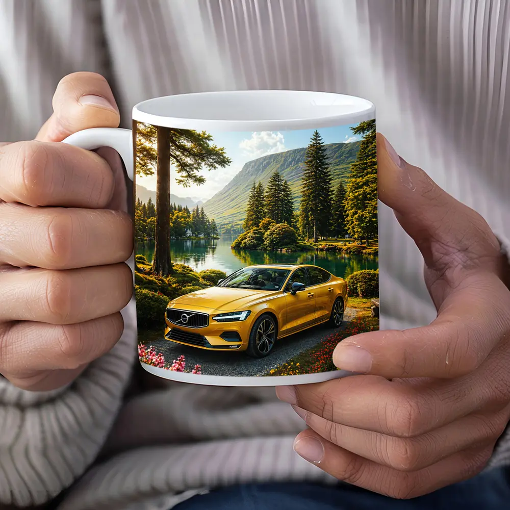 Volvo S60 Yellow Sedan by Mountain Lake – Mugs
