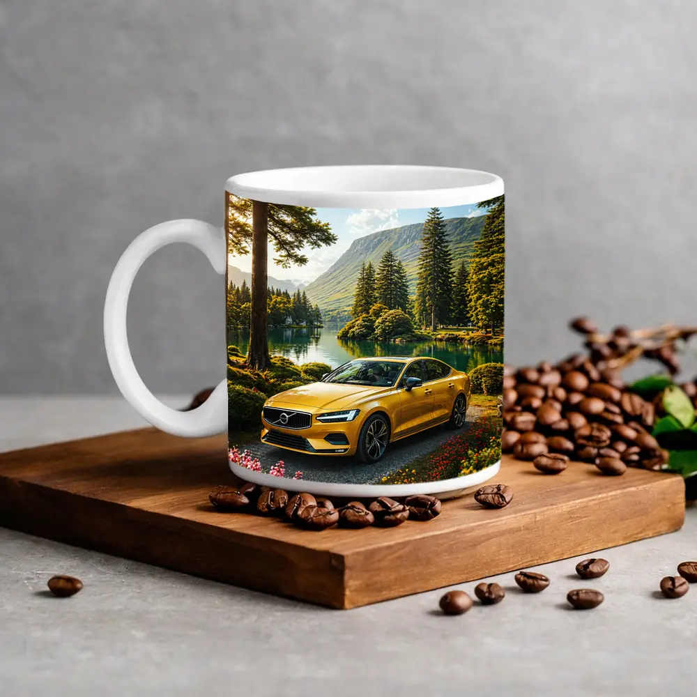 Volvo S60 Yellow Sedan by Mountain Lake – Mugs