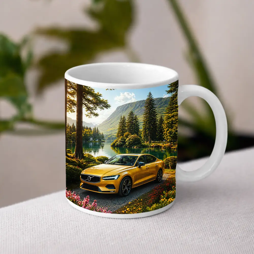 Volvo S60 Yellow Sedan by Mountain Lake – Mugs