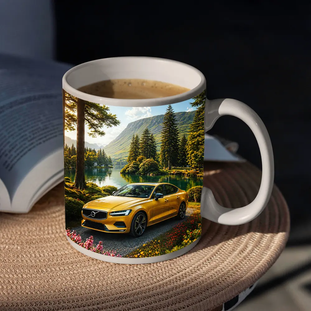 Volvo S60 Yellow Sedan by Mountain Lake – Mugs