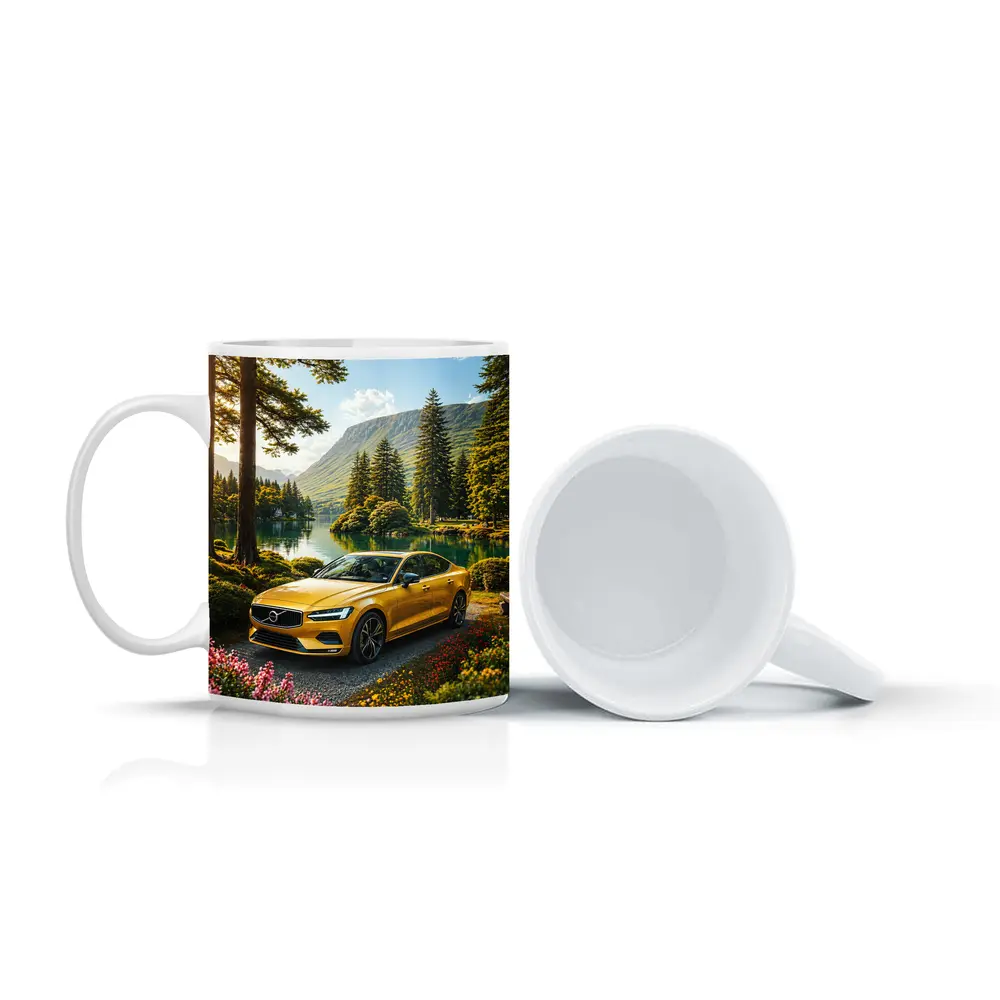 Volvo S60 Yellow Sedan by Mountain Lake – Mugs