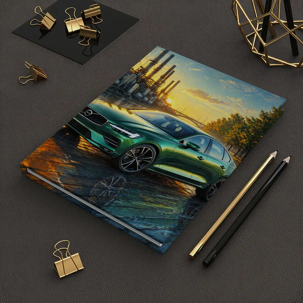 Volvo S60 Green Sedan Industrial Sunset Scene – Notebooks
