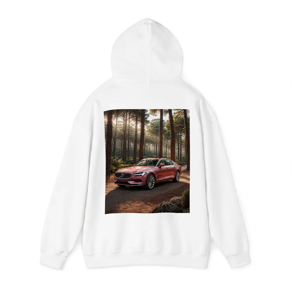 Volvo S90 Parked In Sunlit Forest – Hoodies