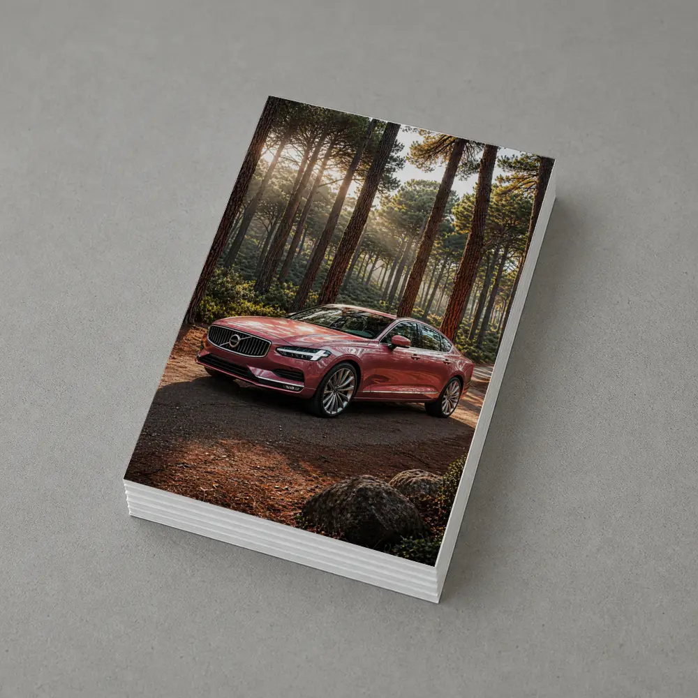 Volvo S90 Parked In Sunlit Forest – Postcards