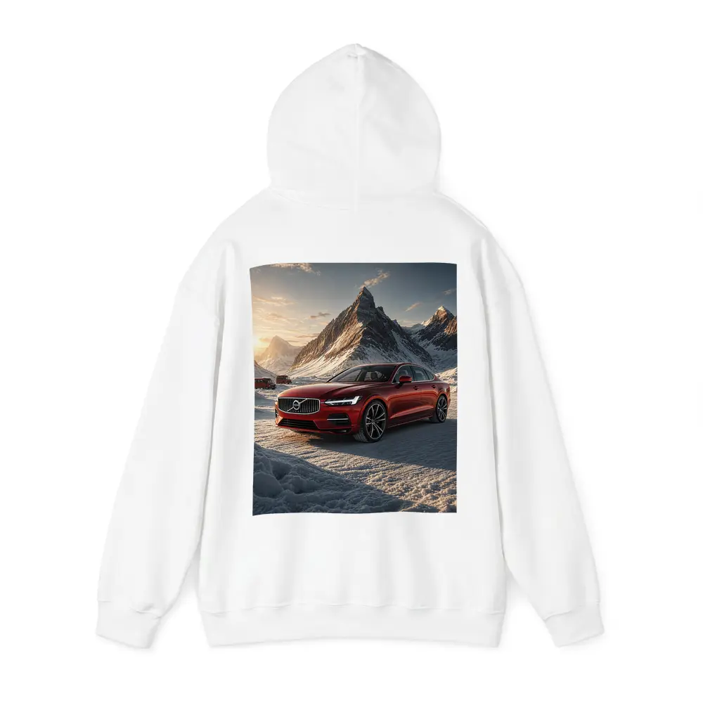 Volvo S90 Red Sedan Snowy Mountain Sunset – Hoodies