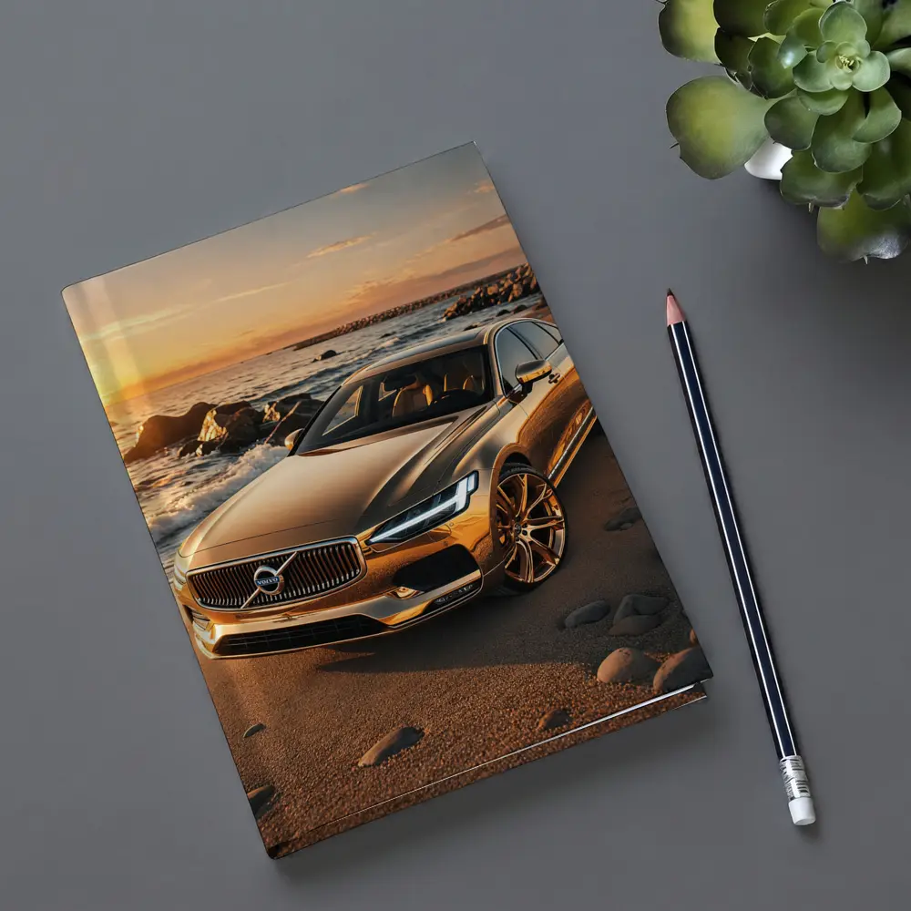 Volvo S90 Parked on Sandy Beach Sunset – Notebooks