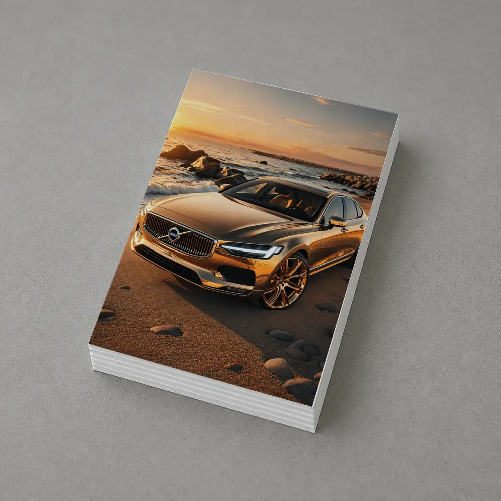 Volvo S90 Parked on Sandy Beach Sunset – Postcards