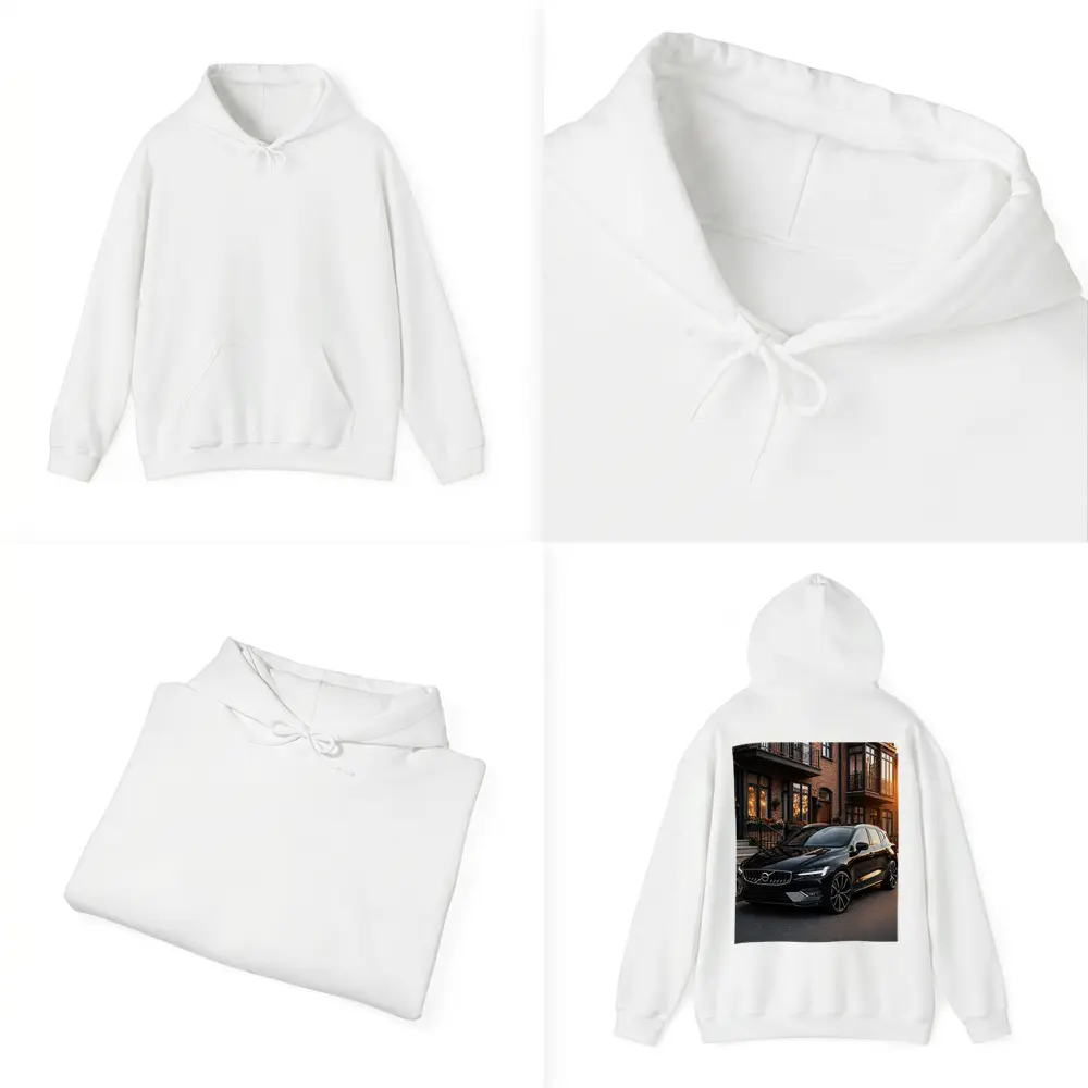 Volvo V40 Black Parked Urban Street Sunset – Hoodies