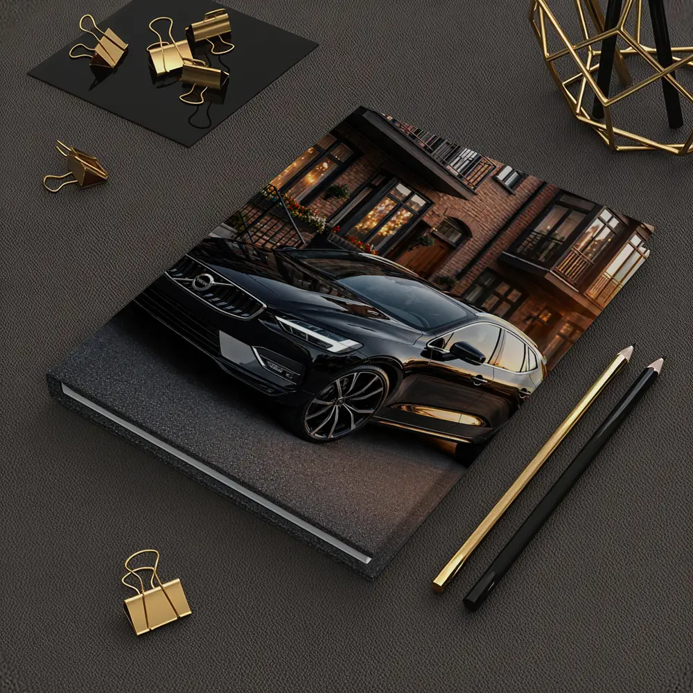 Volvo V40 Black Parked Urban Street Sunset – Notebooks