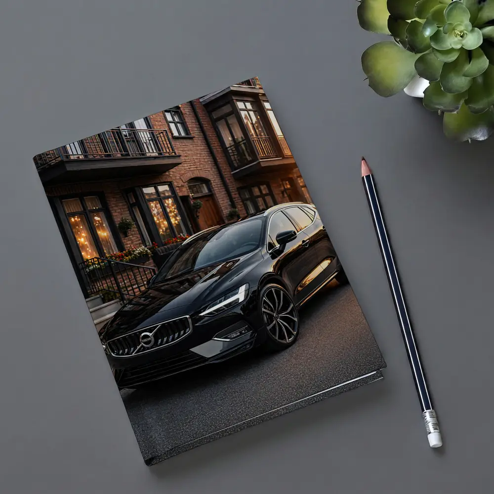 Volvo V40 Black Parked Urban Street Sunset – Notebooks