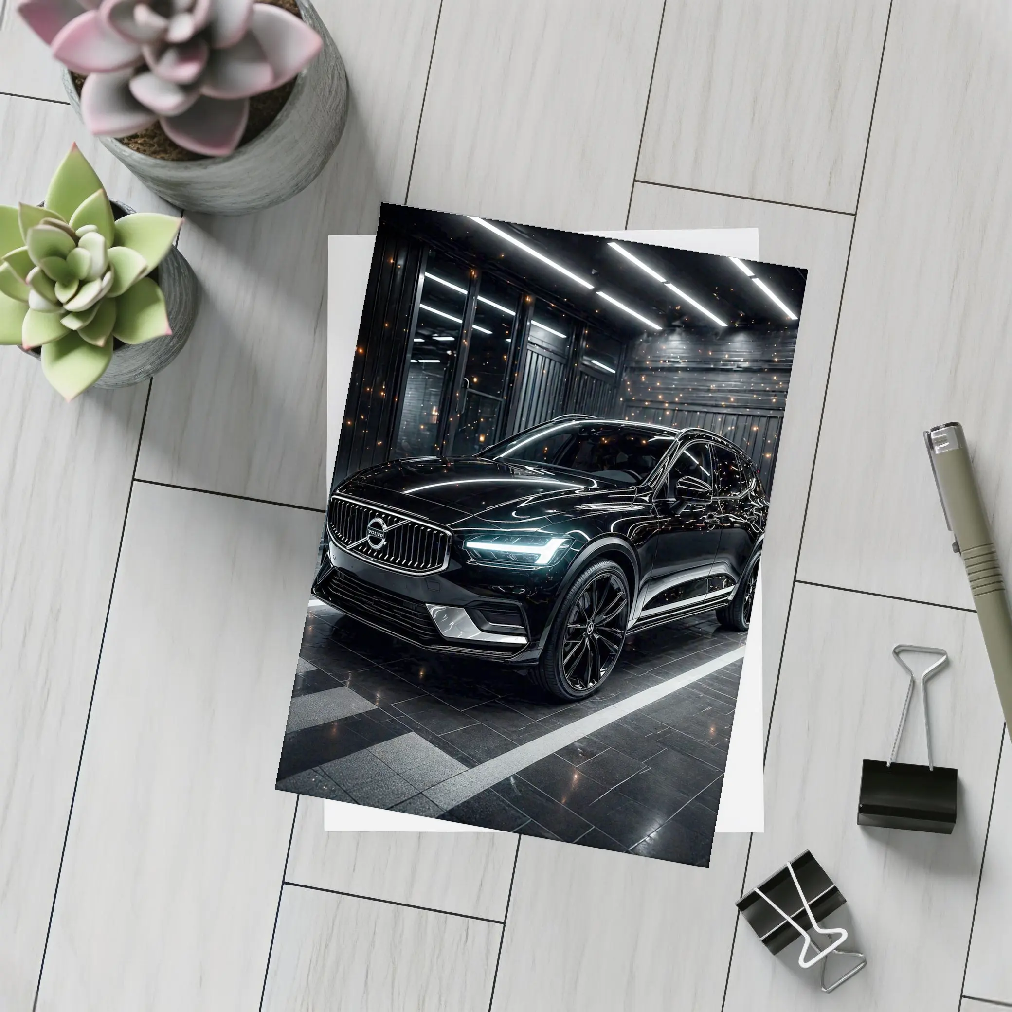 Volvo XC60 Black SUV Dark Garage – Postcards