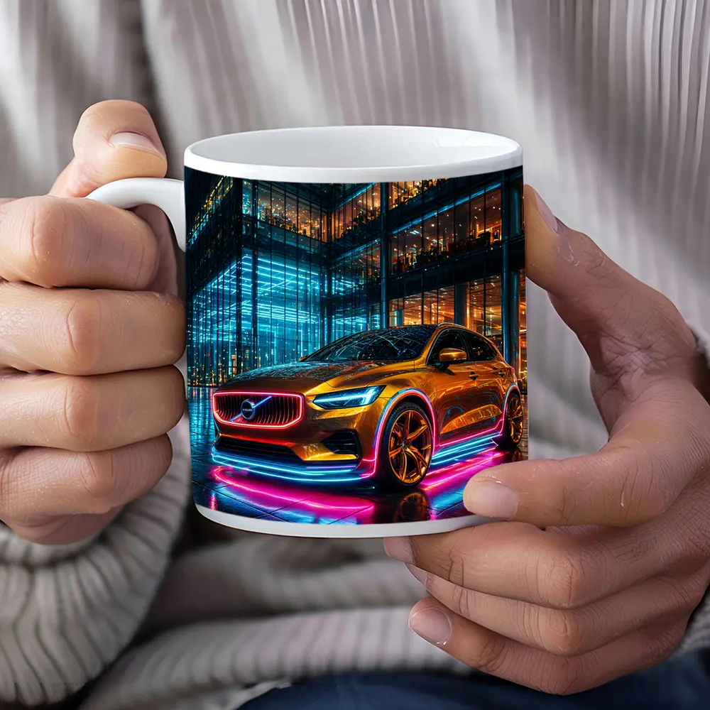 Volvo V40 Neon Lights City Night – Mugs