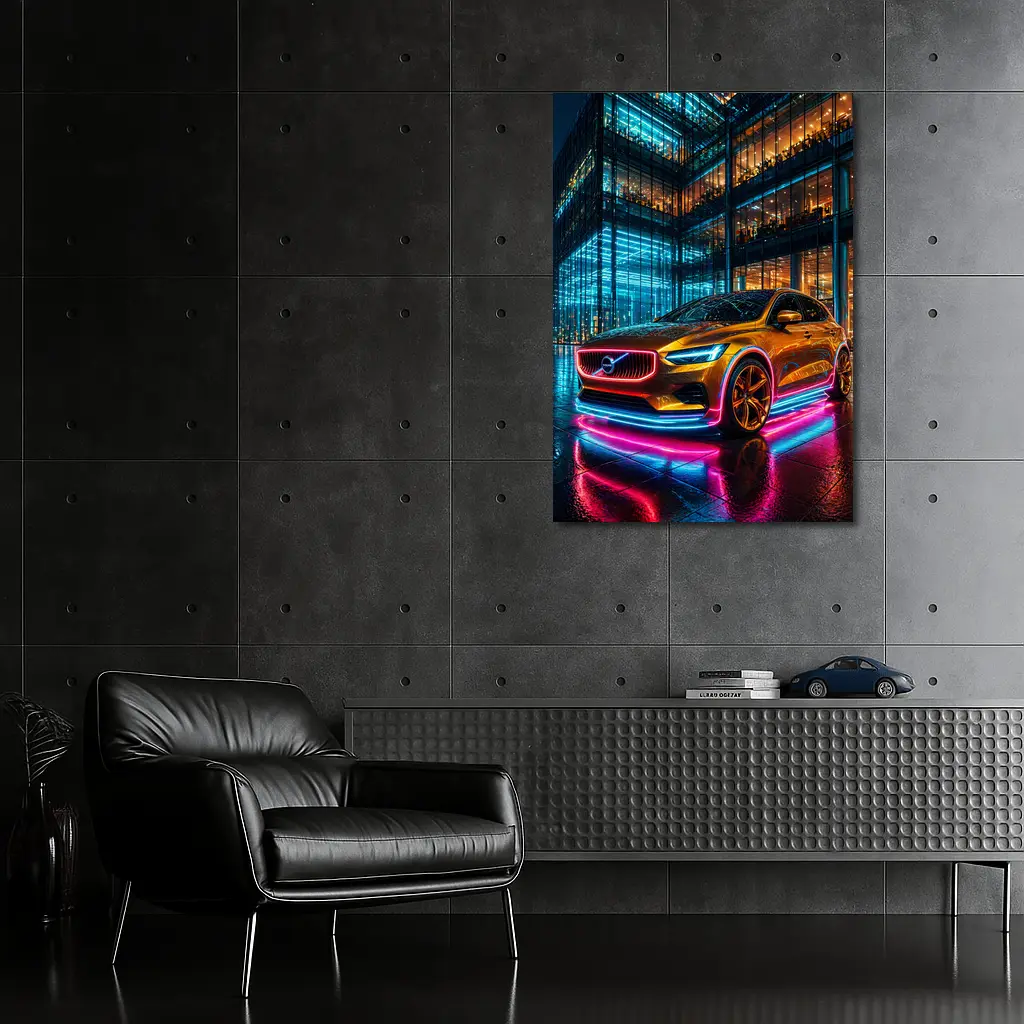 Volvo V40 Neon Lights City Night – Wall Art