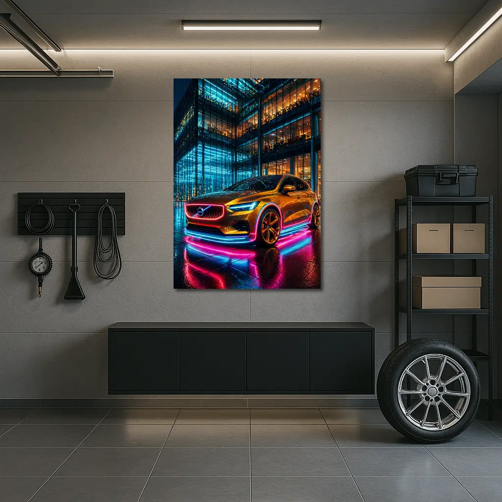 Volvo V40 Neon Lights City Night – Wall Art