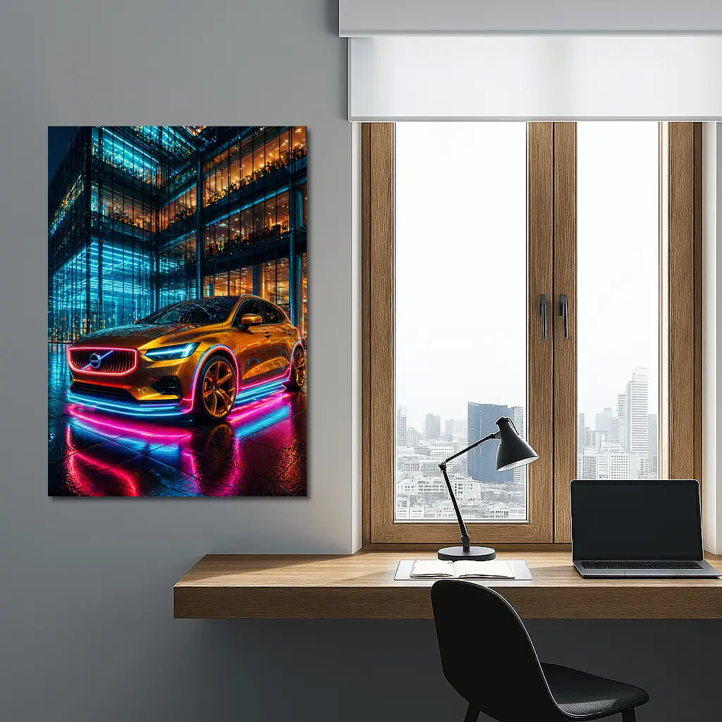 Volvo V40 Neon Lights City Night – Wall Art