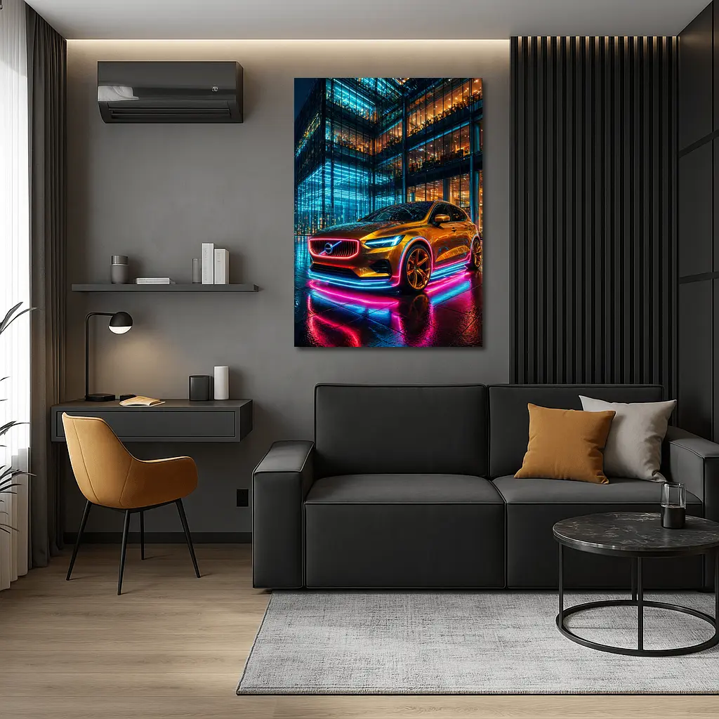 Volvo V40 Neon Lights City Night – Wall Art