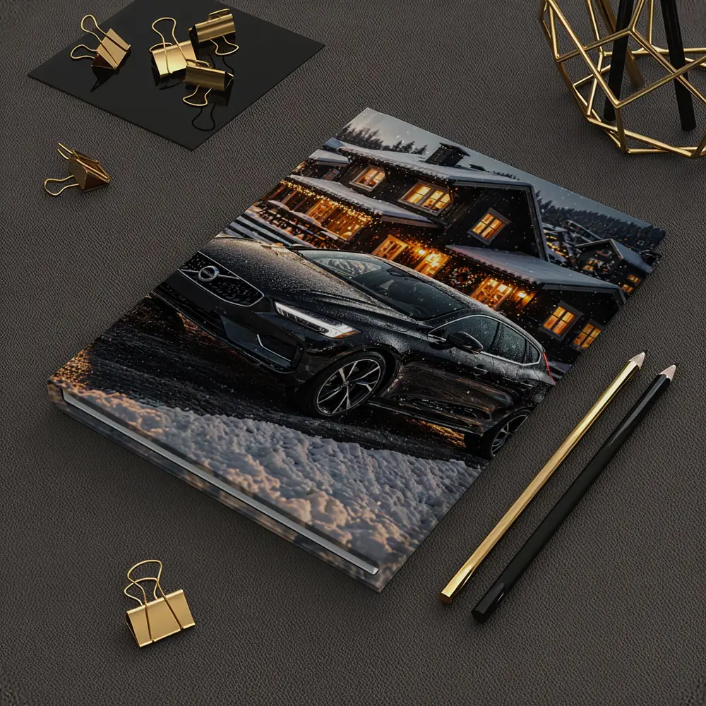 Volvo V40 Black Winter Night Snowy Scene – Notebooks