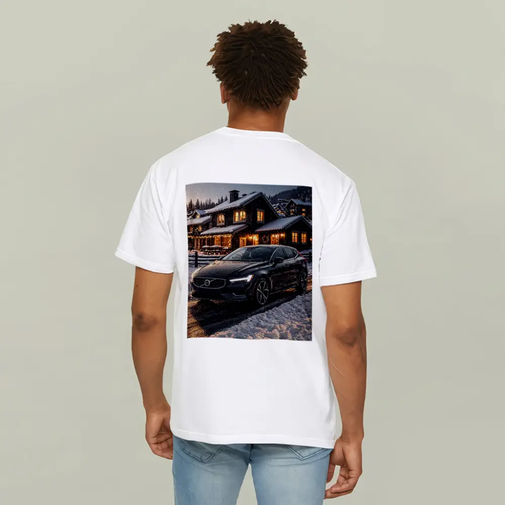 Volvo V40 Black Winter Night Snowy Scene – T-Shirts