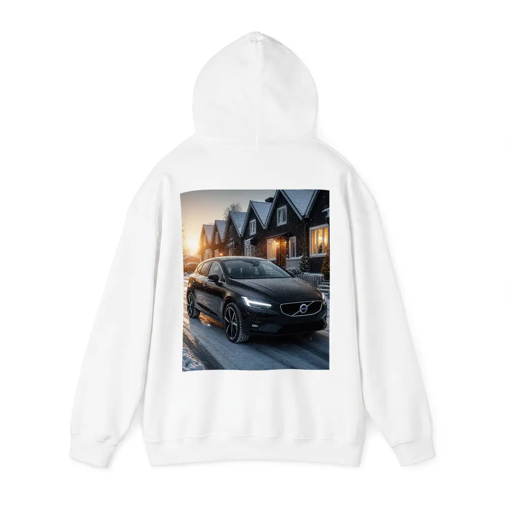 Volvo V40 Black On Snowy Winter Street – Hoodies