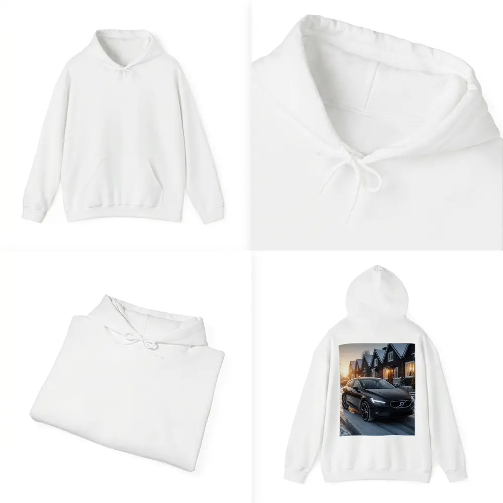 Volvo V40 Black On Snowy Winter Street – Hoodies