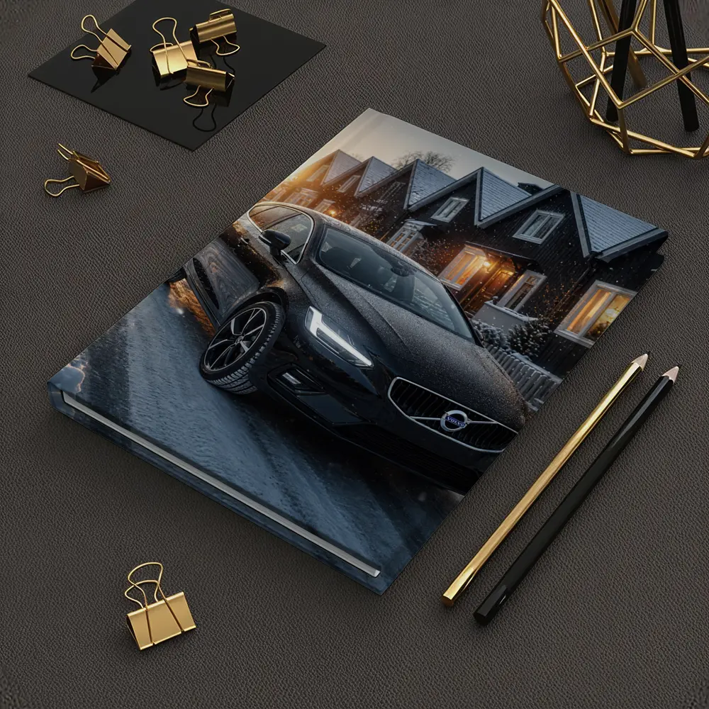 Volvo V40 Black On Snowy Winter Street – Notebooks