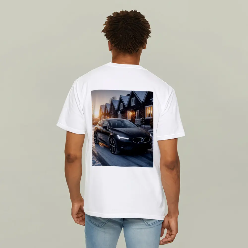 Volvo V40 Black On Snowy Winter Street – T-Shirts