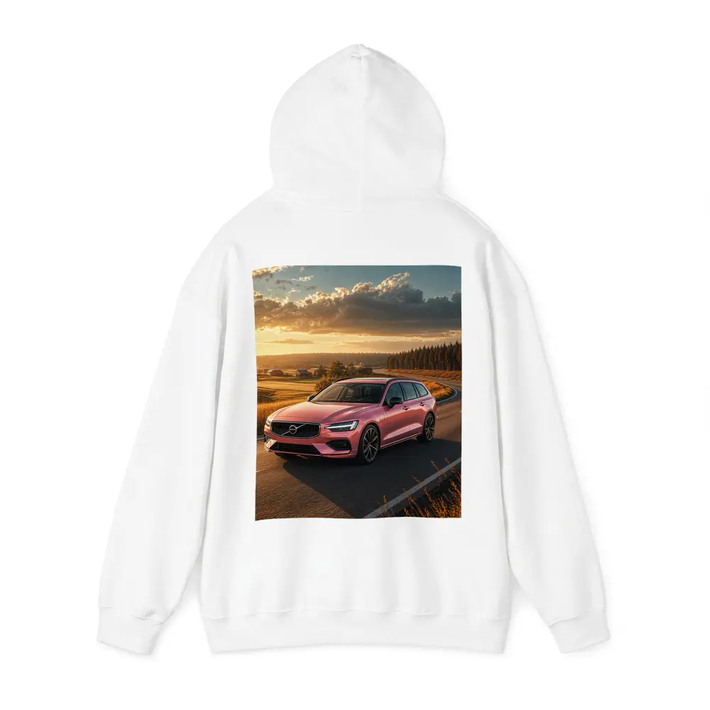 Volvo V60 Pink Wagon Country Road Sunset – Hoodies