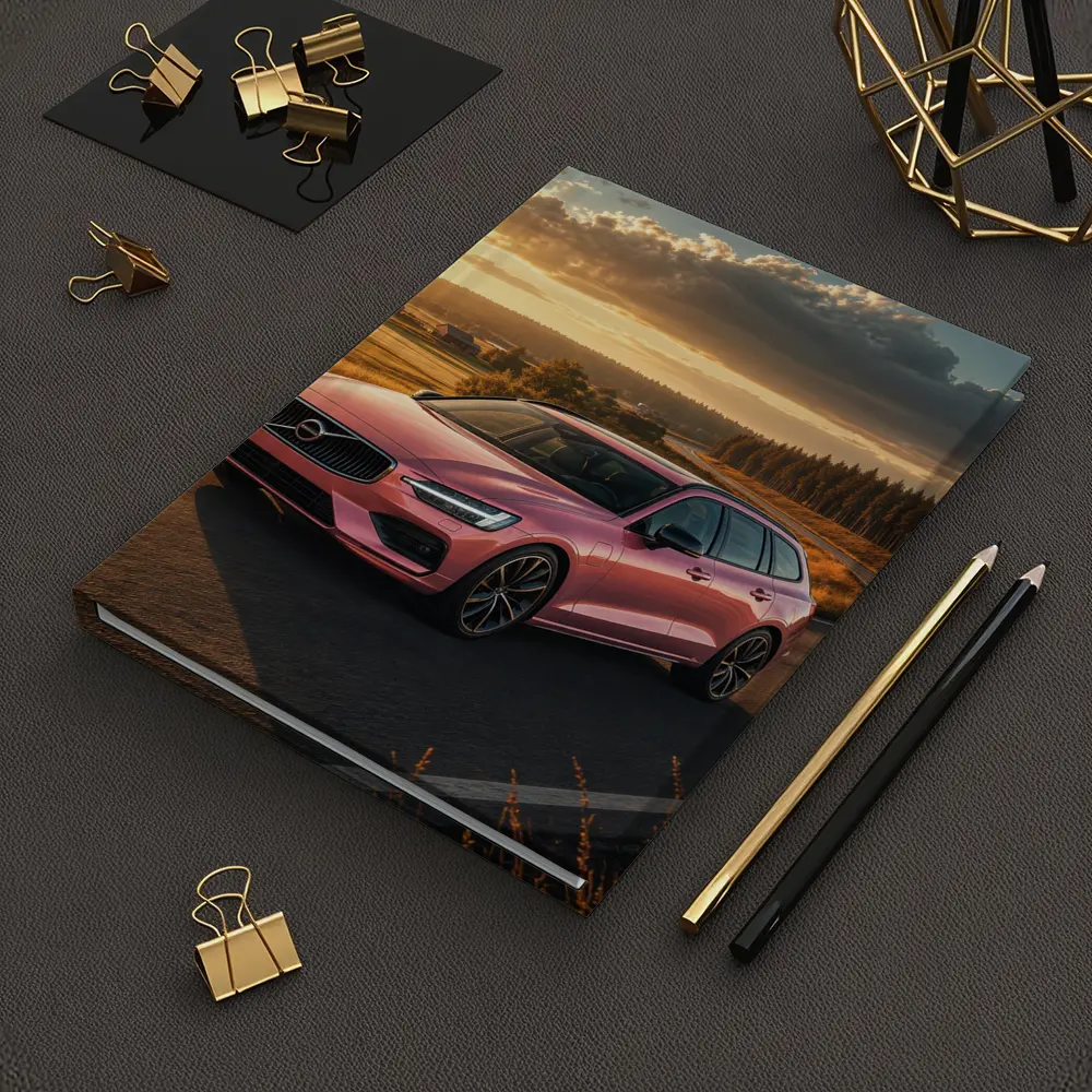Volvo V60 Pink Wagon Country Road Sunset – Notebooks