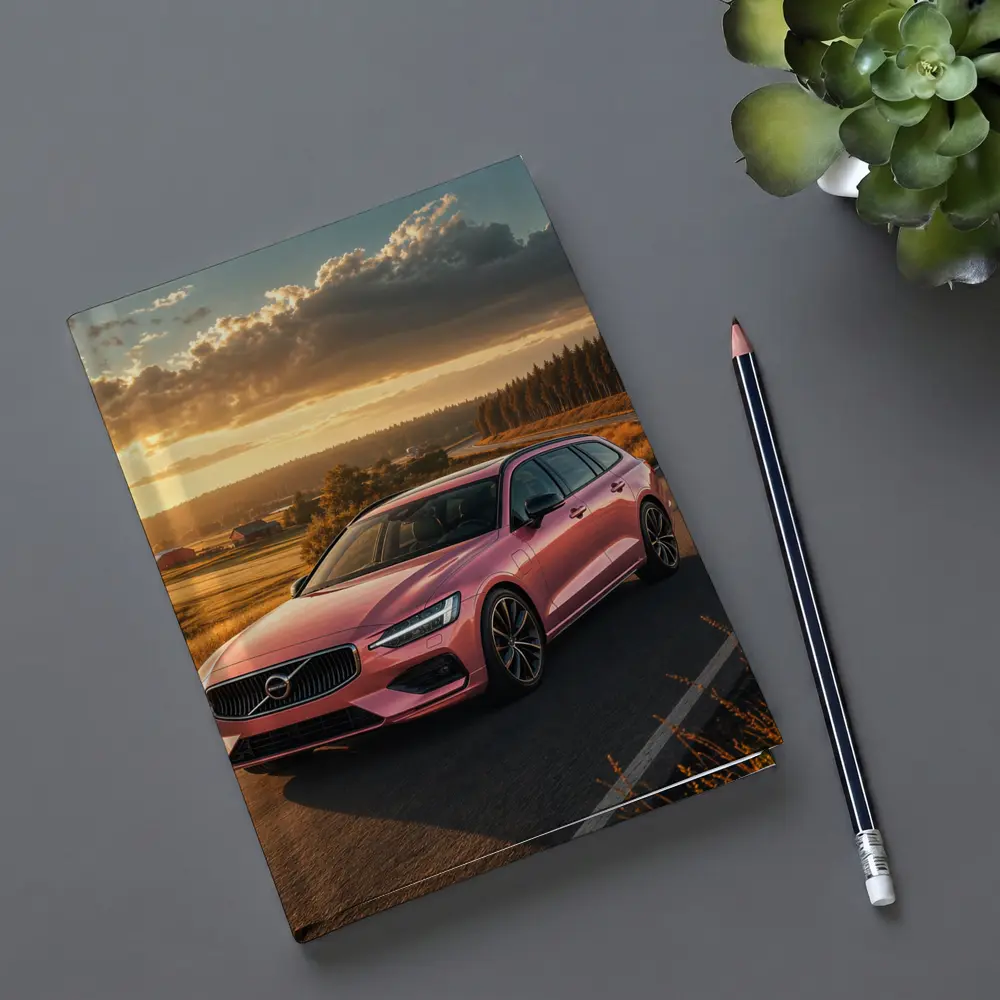 Volvo V60 Pink Wagon Country Road Sunset – Notebooks