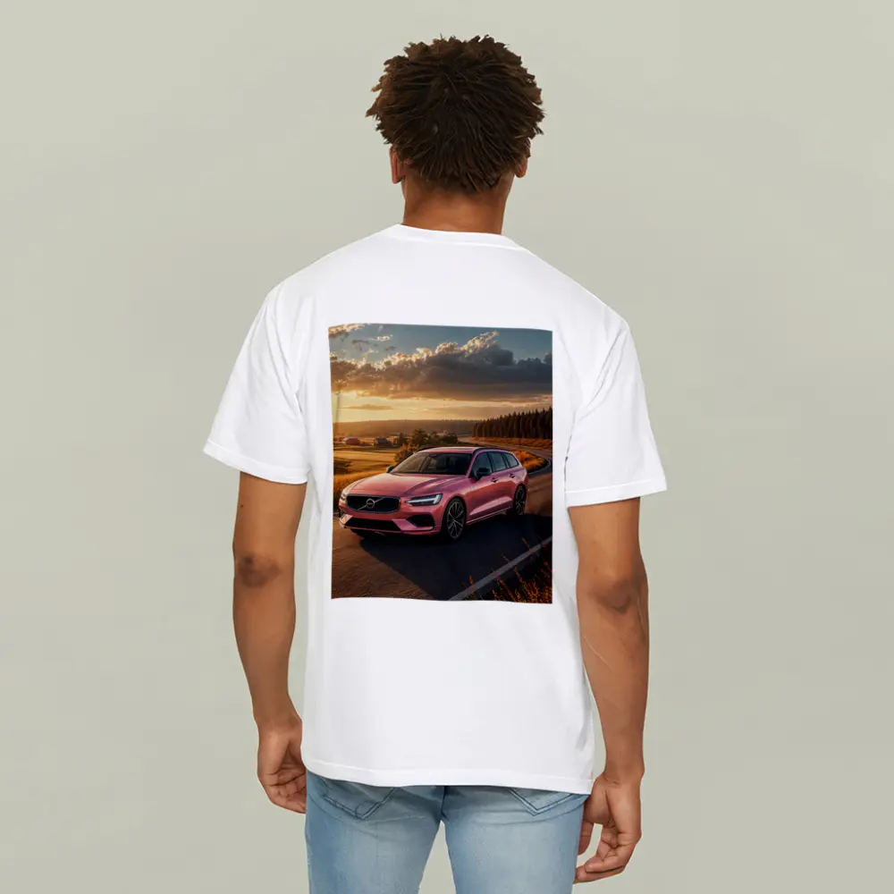 Volvo V60 Pink Wagon Country Road Sunset – T-Shirts