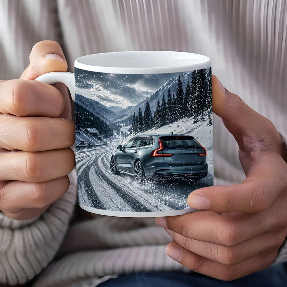 Volvo V60 Drifting Snow Mountain Road – Mugs