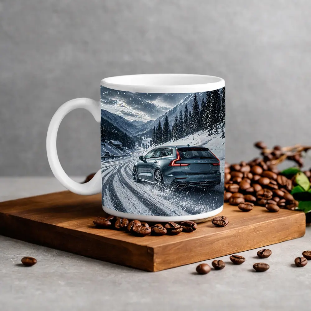 Volvo V60 Drifting Snow Mountain Road – Mugs