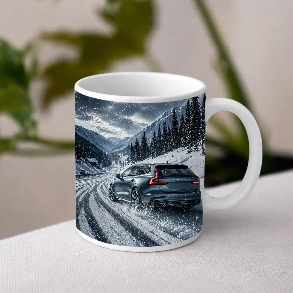 Volvo V60 Drifting Snow Mountain Road – Mugs