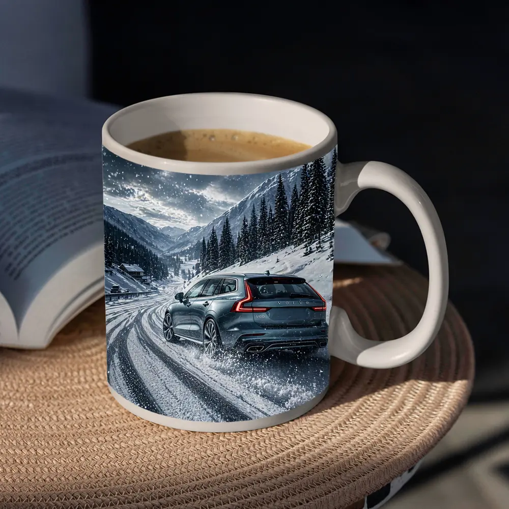 Volvo V60 Drifting Snow Mountain Road – Mugs
