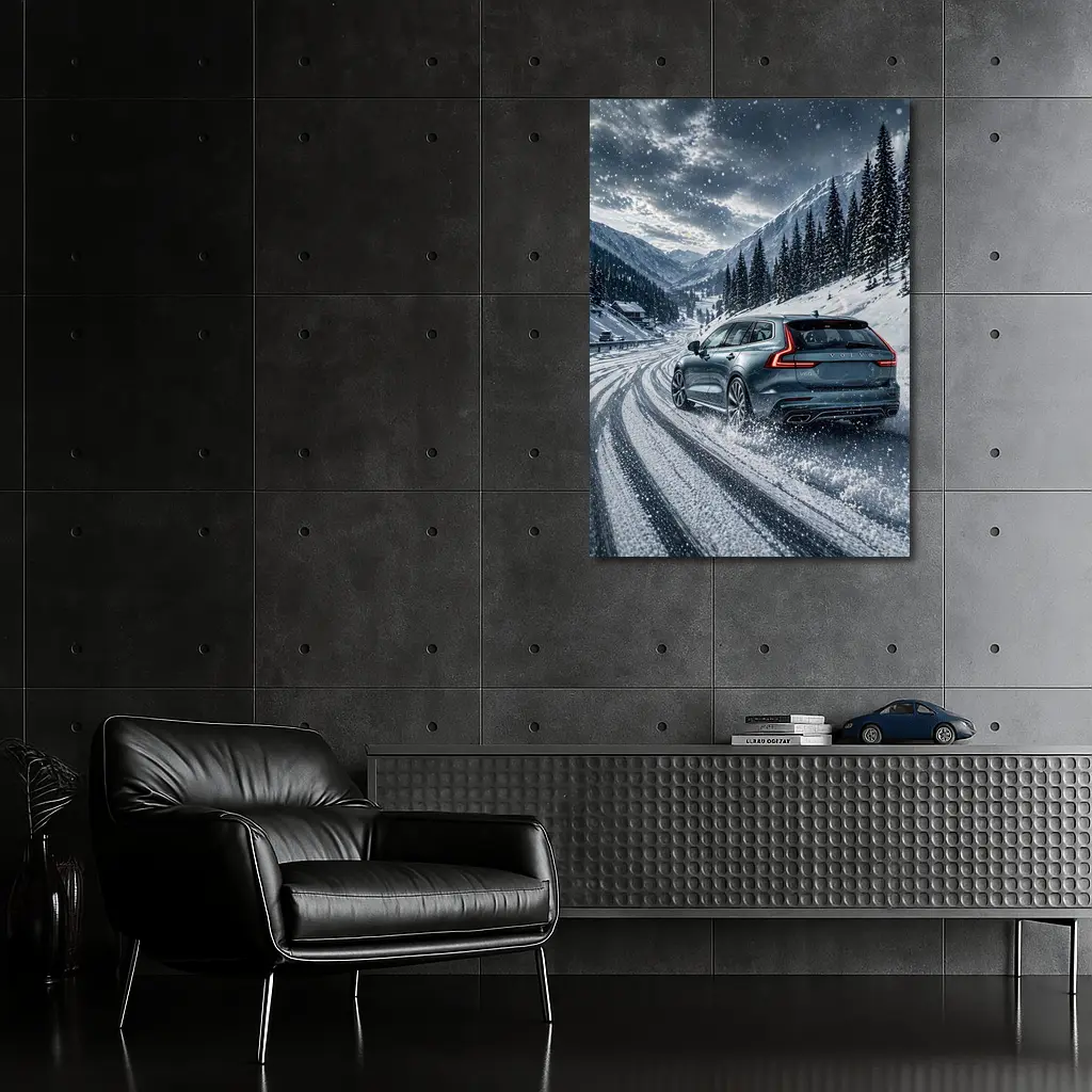 Volvo V60 Drifting Snow Mountain Road – Wall Art
