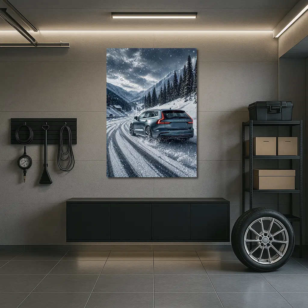 Volvo V60 Drifting Snow Mountain Road – Wall Art