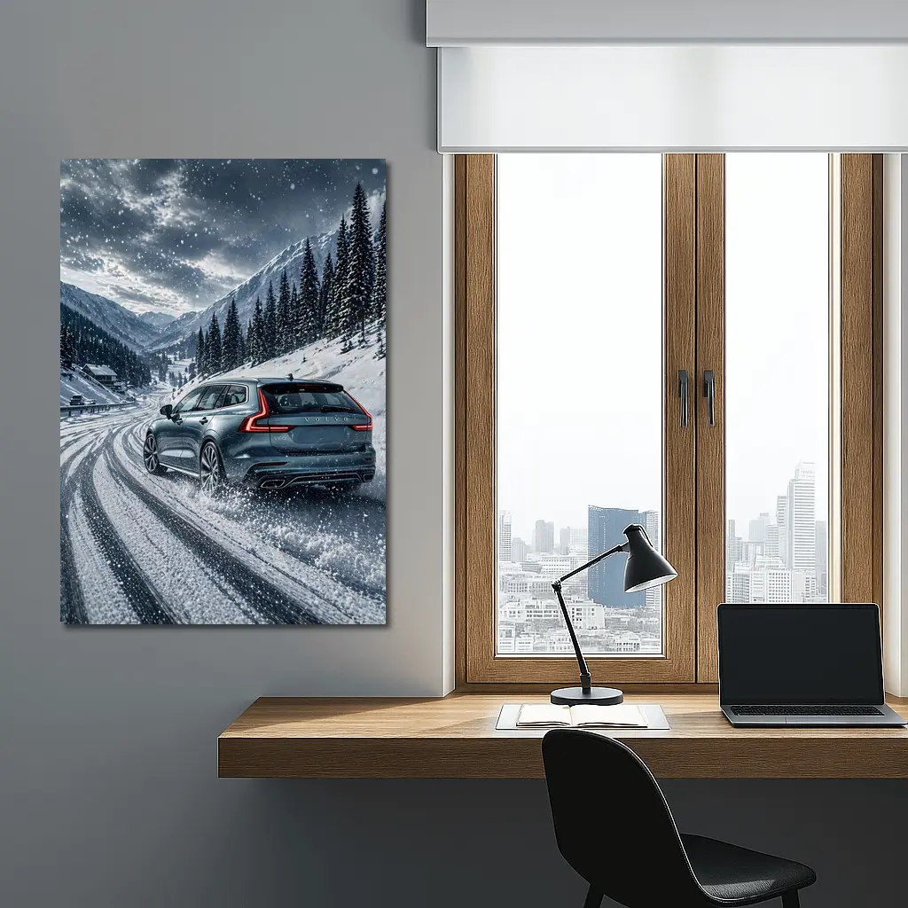 Volvo V60 Drifting Snow Mountain Road – Wall Art