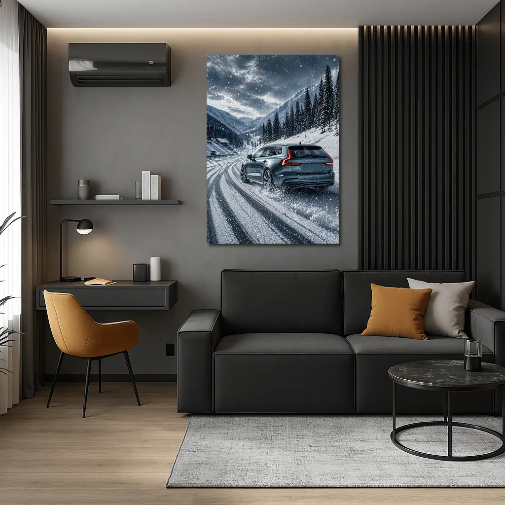 Volvo V60 Drifting Snow Mountain Road – Wall Art