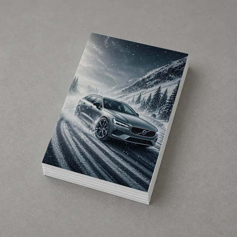 Volvo V60 Drifting Snowy Mountain Road – Postcards