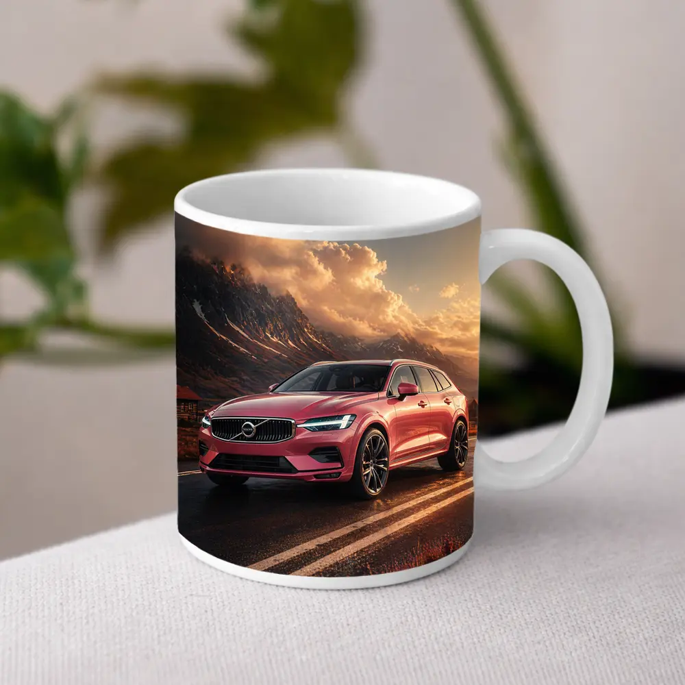 Volvo V60 Pink Road Mountain Sunset – Mugs